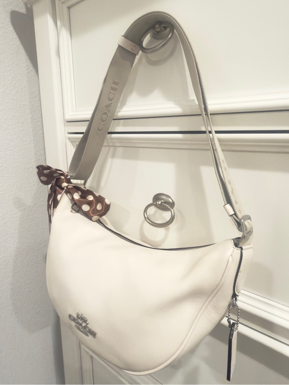 🤎 Coach Pace Chalk White Crescent Hobo Crossbody/ Shoulder Bag - Picture 5 of 16
